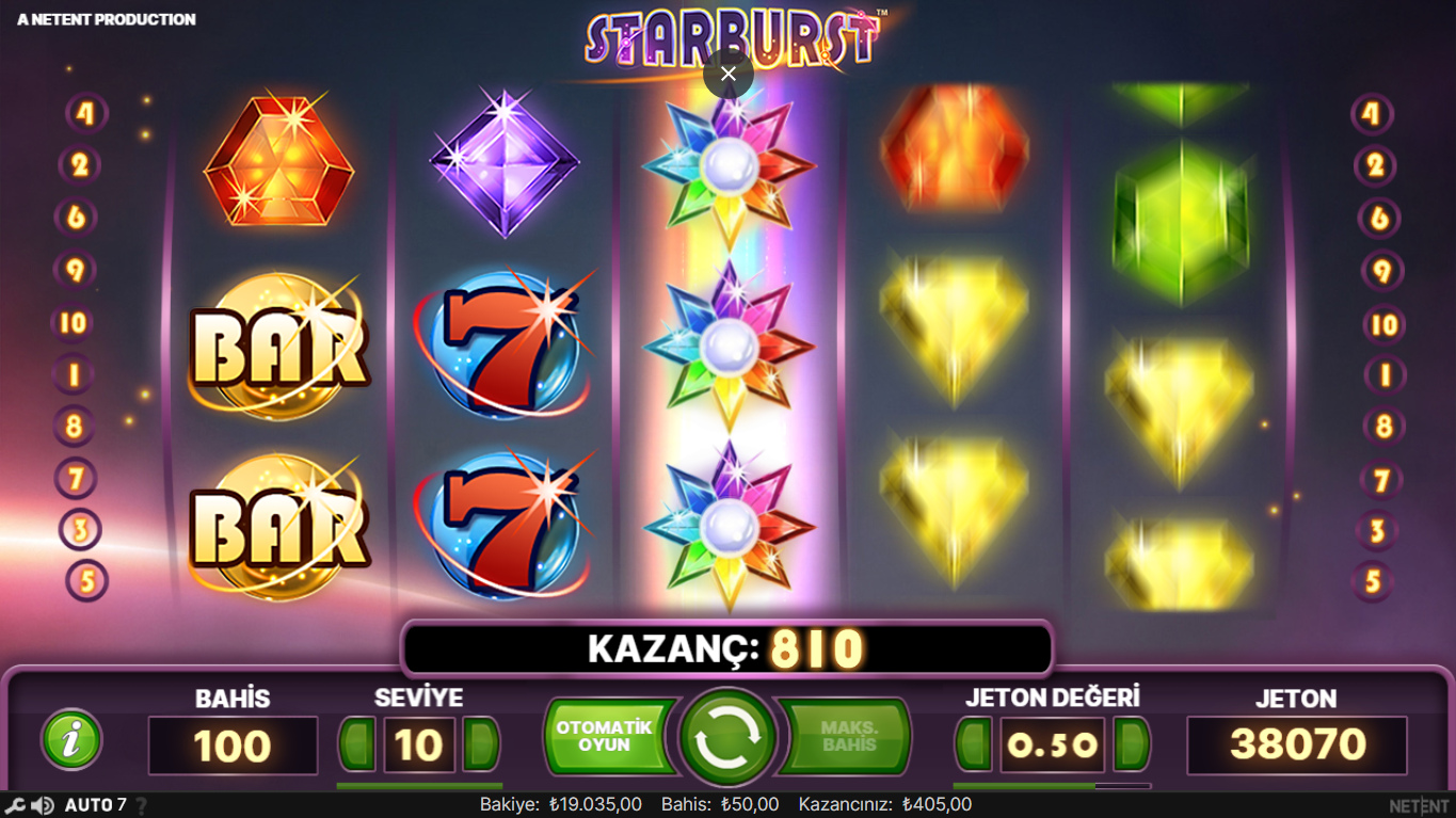 Starburst Oyunda Jeton Değeri Nasıl Değiştirilir?