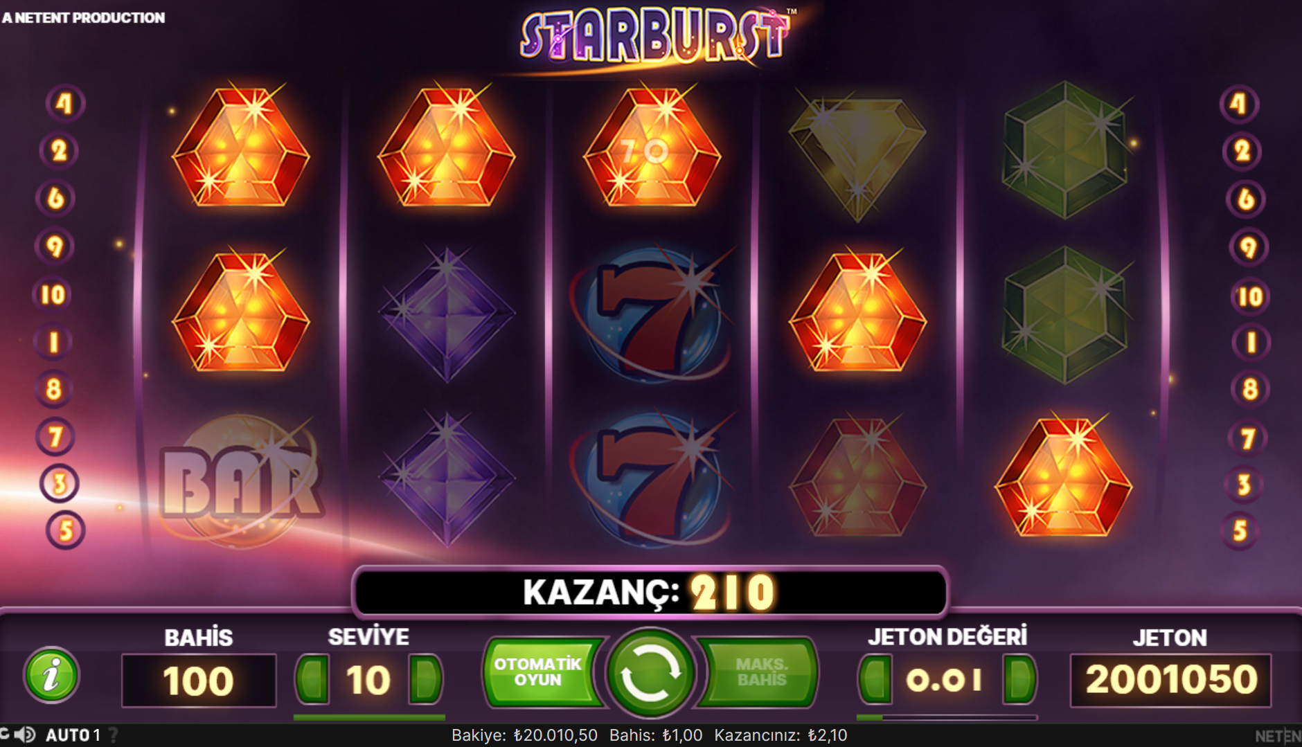 Starburst Slot Kazanan Bahis Çizgileri Nelerdir?