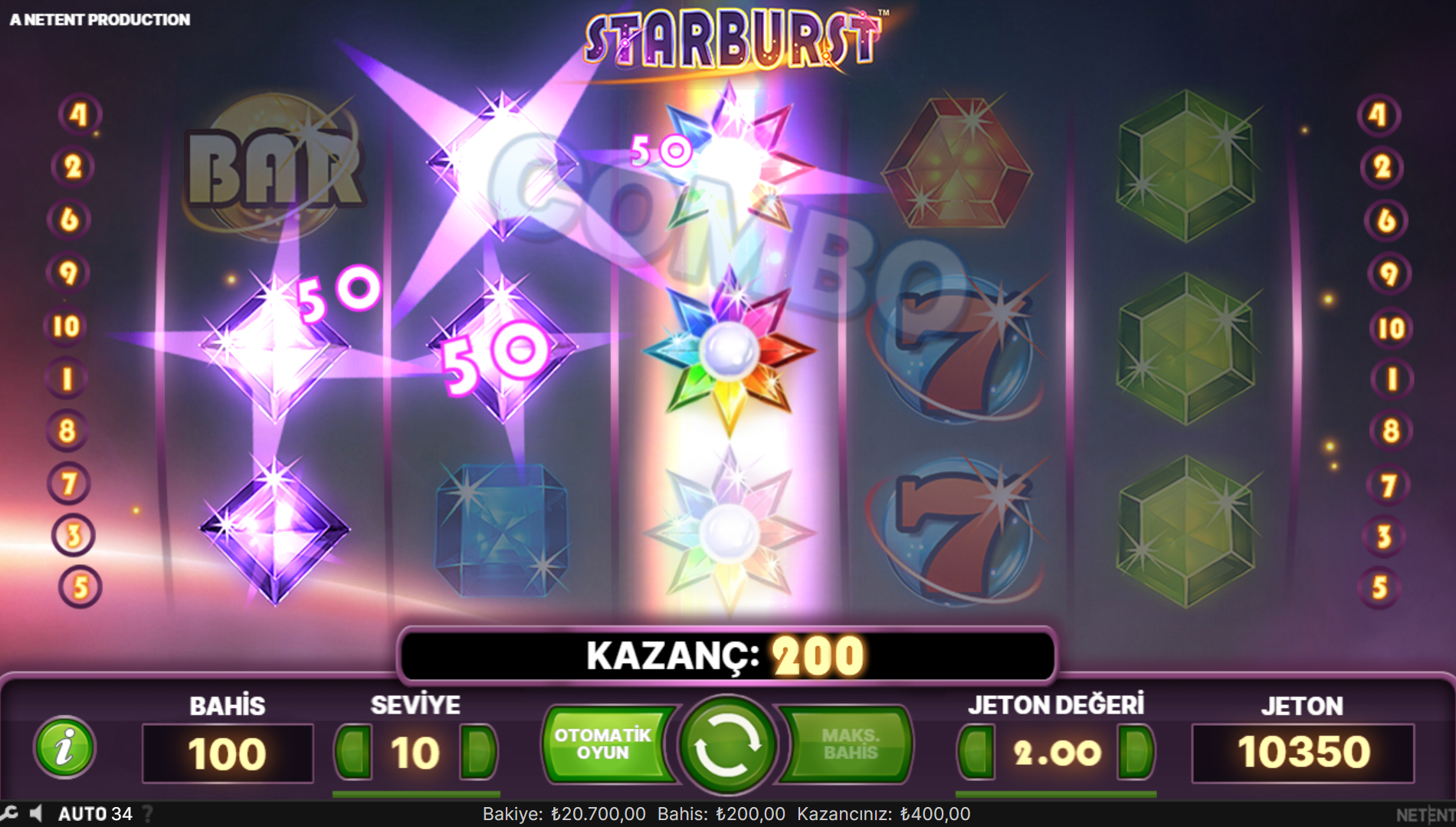 Starburst Oyununun Demo Sürümü