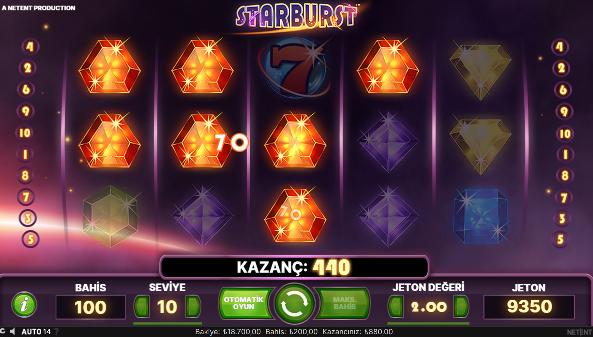 Starburst Oyununun Ödeme Sıklığı